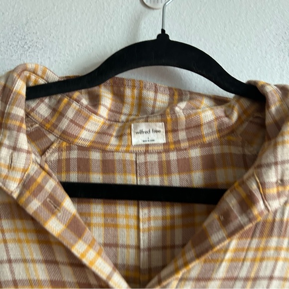 Aritzia Wilfred Free Tan Plaid Button Down Flannel Shirt - Picture 7 of 11